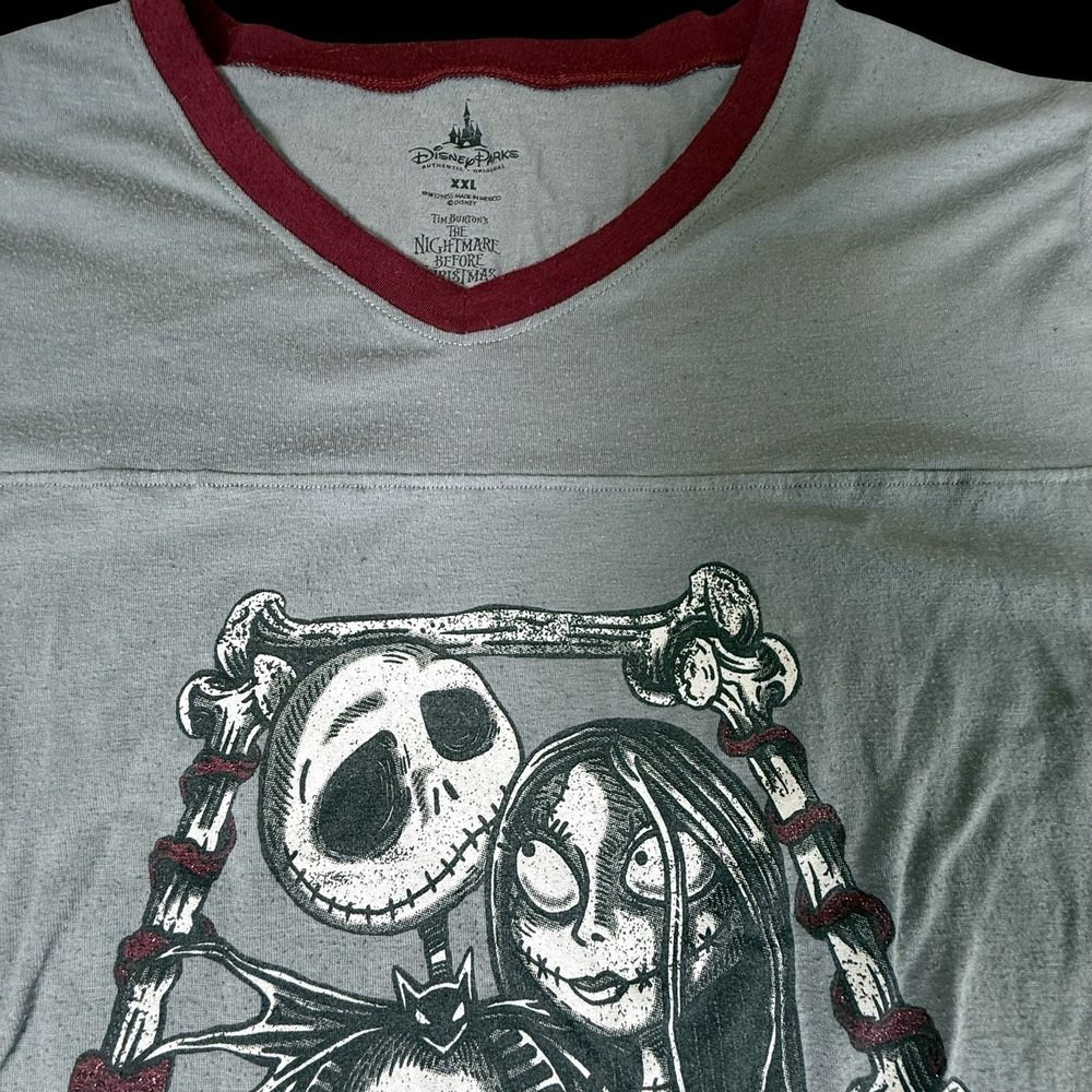 Disney Parks Jack & Sally Nightmare Before Christmas Quarter Sleeve Ringer XXL - Picture 4 of 16